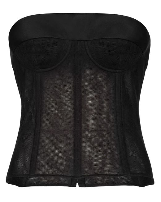 Maison Margiela Black Mesh-panel Cropped Top