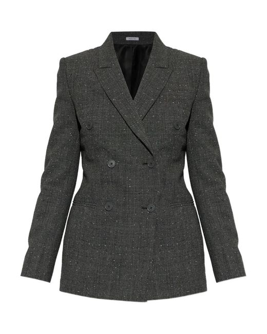 McQueen Black Veste En Laine À Boutonnière Croisée