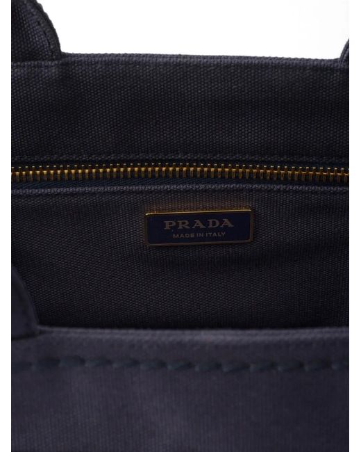 Prada Blue Petit Sac En Toile Jardini En Re-Coton