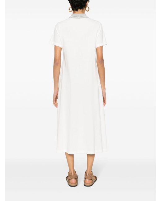 Brunello Cucinelli White Polo-shirt Midi Dress
