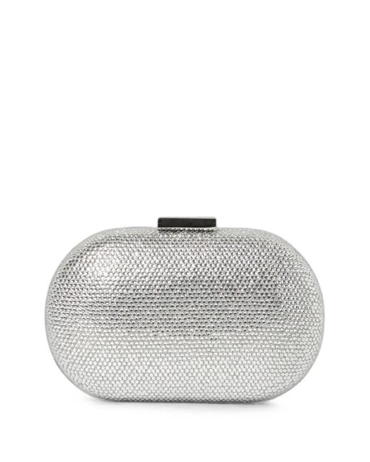 Twentyfourhaitch Gray Sunrise Crystal-Embellished Mini Clutch Bag