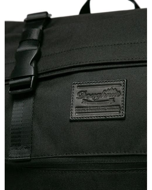 Doughnut Black Christopher Buckle-Fastening Logo-Patch Backpack for men
