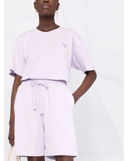 Nanushka Purple Drawstring Organic-Cotton Shorts