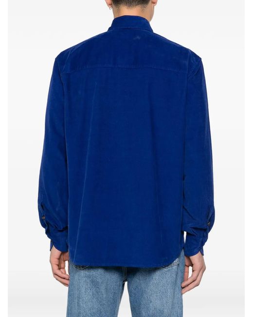 Isaia Blue Chest-Pocket Shirt for men