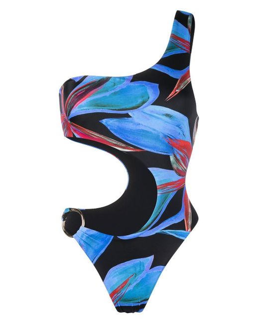 Louisa Ballou Synthetic Half Moon Cut-out Swimsuit in Black (Blue) | Lyst