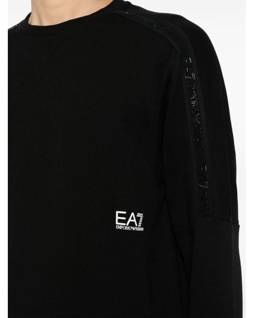 Sweat en coton à logo imprimé EA7 pour homme en coloris Black