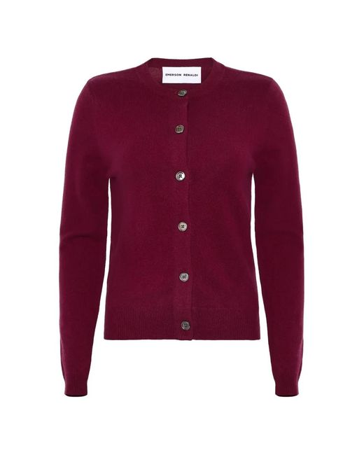 EMERSON RENALDI Red Button-Up Fine-Knit Cardigan