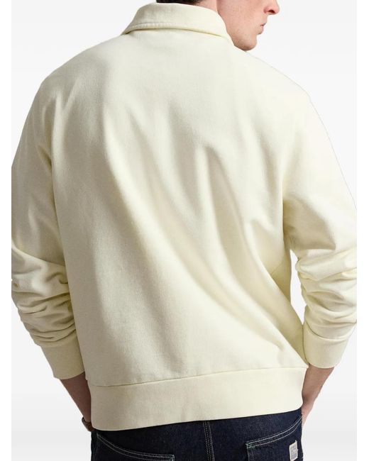 Polo Ralph Lauren White Quarter-Zip Logo-Embroidered Polo Shirt for men