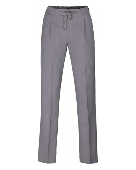 Moorer Gray Drawstring Straight-Leg Trousers for men