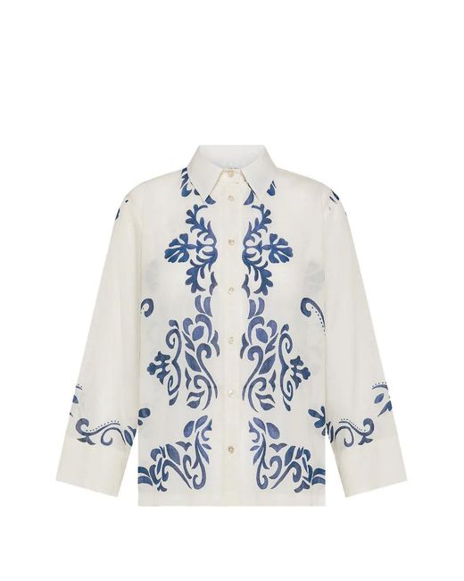 Camisa Con Motivo Y Botones Seventy de color White