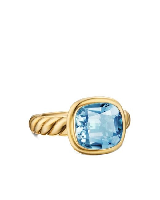 David Yurman Blue 18K Dy Mercer Topaz Ring