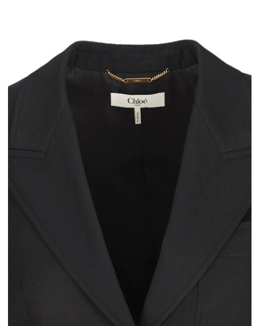 Chloé Black Single-Breasted Wool Blazer