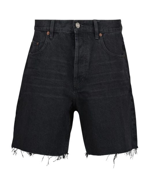 Saint Laurent Black Ausgefranste Shorts