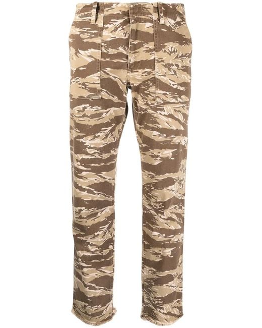 Nili Lotan Natural Camouflage Print Cropped Trousers