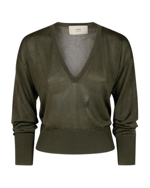 AMI Green V-Neck Jumper