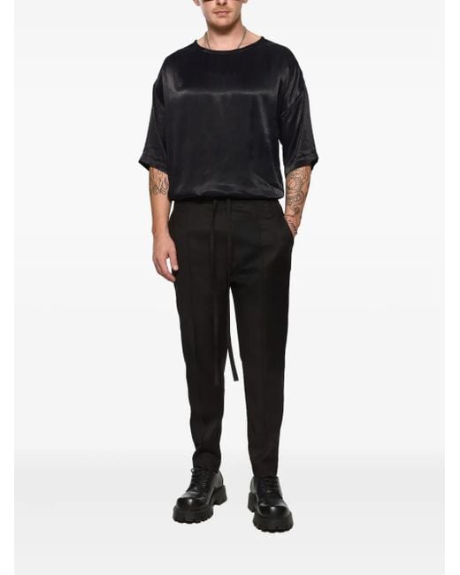 Hamza Black Drawstring Panelled Trousers for men