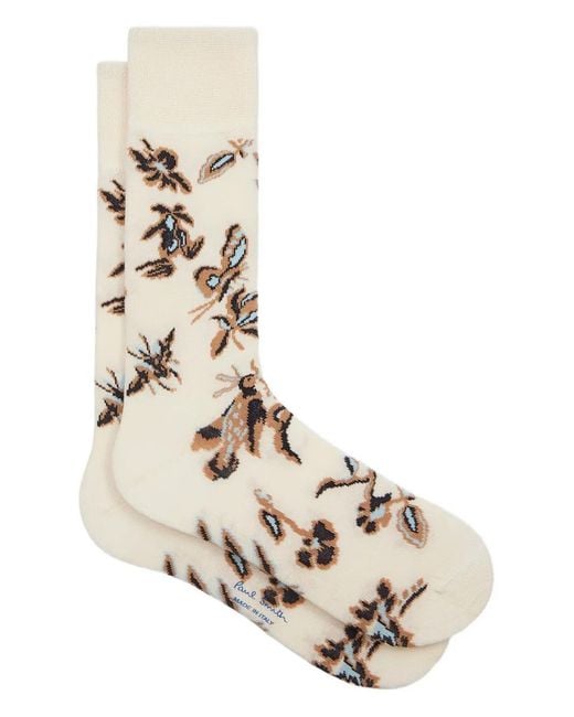Paul Smith Natural Chaussettes À Fleurs for men