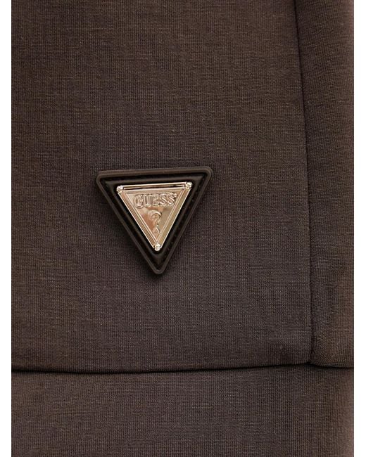 Guess Gray Logo-Plaque Seamed Shorts