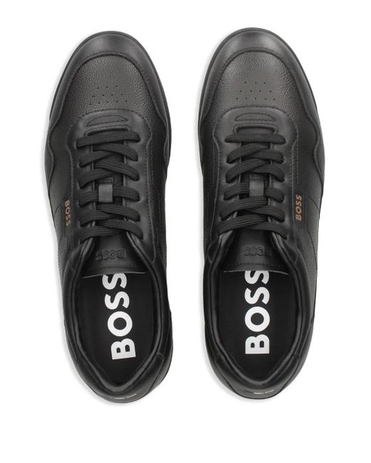 Boss Black Faux-Leather Trainers With-Tone Branding for men