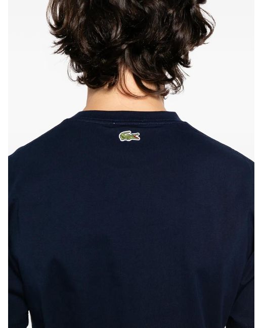 Lacoste Blue Logo-Embroidered T-Shirt