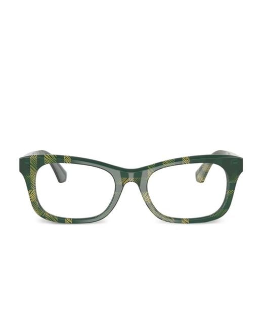 Burberry Green Eckige Brille Mit Karomuster