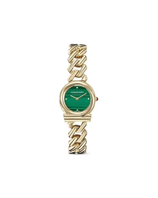 Ferragamo Green Montre Gancini Twisted 28 Mm