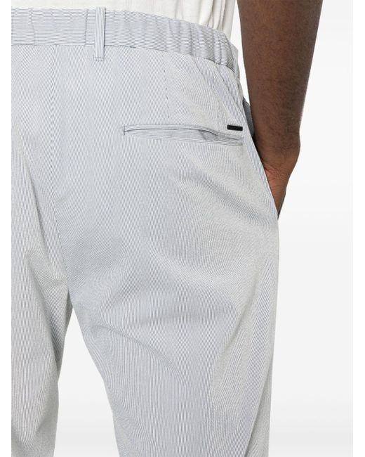 Incotex Gray Striped Seersucker Tapered Trousers for men
