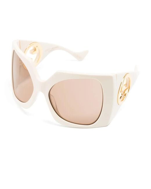 Gucci Natural Interlocking G Square-Frame Sunglasses