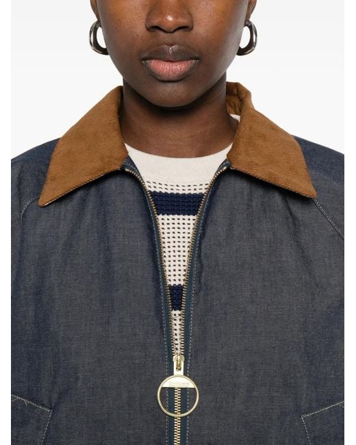 Barbour Blue Freckleton Contrast-Collar Zip-Fastening Jacket