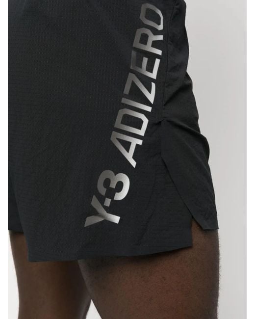 Y-3 Black Logo-Print Elasticated-Waist Shorts for men