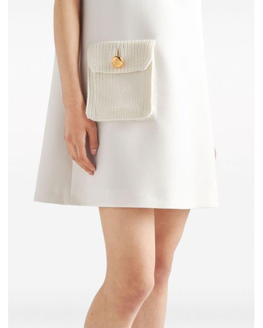 Prada White Patch-pocket Virgin Wool Minidress