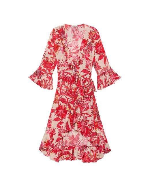 Maliparmi Red Robe Mi-Longue À Fleurs
