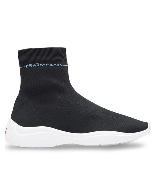 Zachte voeten esthetisch in stand houden Prada Sock Sneakers in het Zwart | Lyst NL