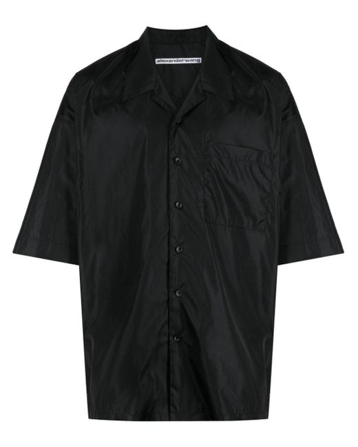 Alexander Wang Black Camp-collar Button-up Shirt for men