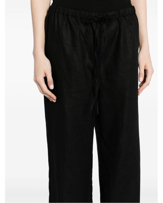 Reformation Black Olina Linen Trousers