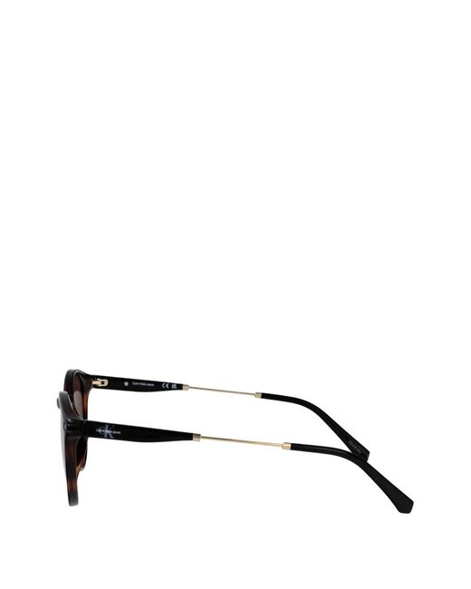 Calvin Klein Brown Tortoiseshell-Effect Round-Frame Sunglasses for men