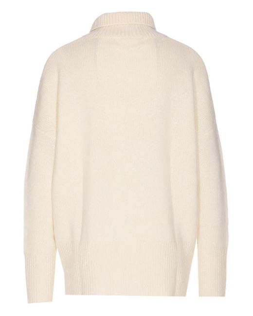 Lisa Yang Natural Mock-Neck Cashmere Sweater