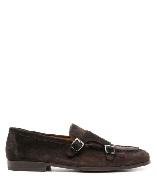 Doucal's Brown Double-buckle Suede Loafers for men