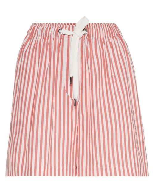 Brunello Cucinelli Pink Striped High-waist Shorts