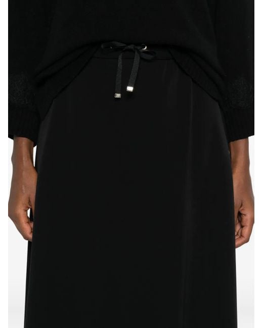 Herno Black Drawstring Flared Midi Skirt