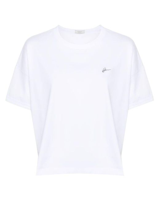 Peserico White Logo-stamp Cotton T-shirt