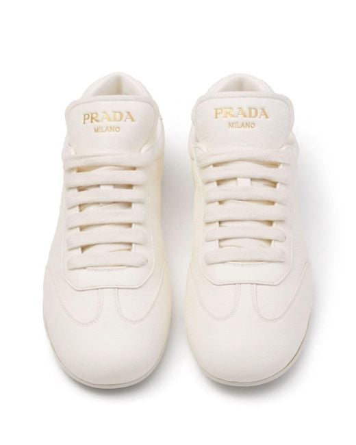 Prada White Sneakers mit Logo-Print