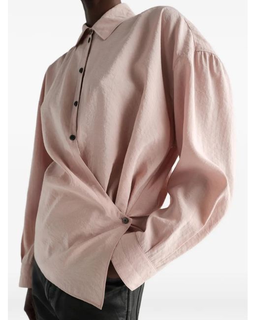 Lemaire Pink Straight Collar Twisted Shirt