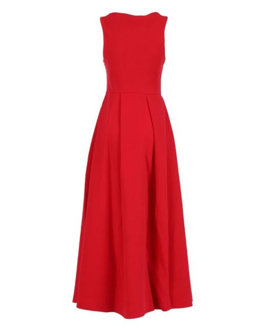 Emporio Armani Red Pleated Sleeveless Dress