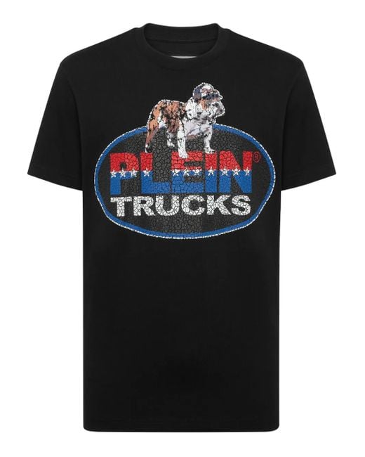 Philipp Plein T-Shirt Mit Grafischem Bulldog-Print in Black für Herren