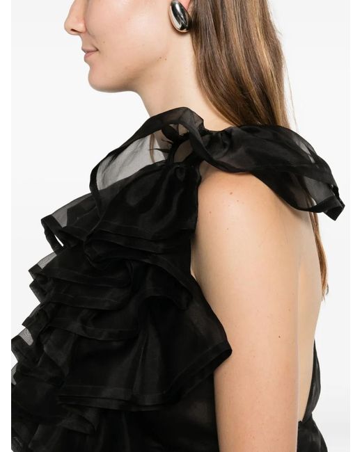 Viktor & Rolf Black Ruffled Volant Top