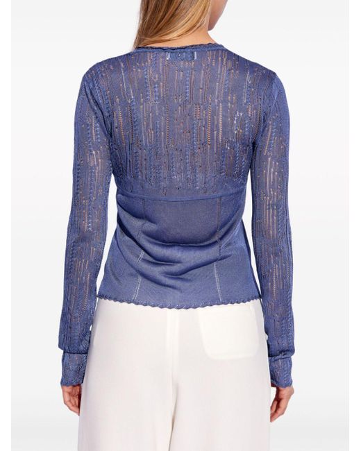 Lanvin Blue Corset-style Lace Top
