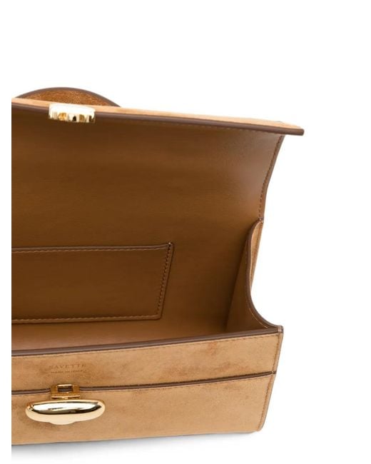 SAVETTE Brown Suede Top-Handle Shoulder Bag