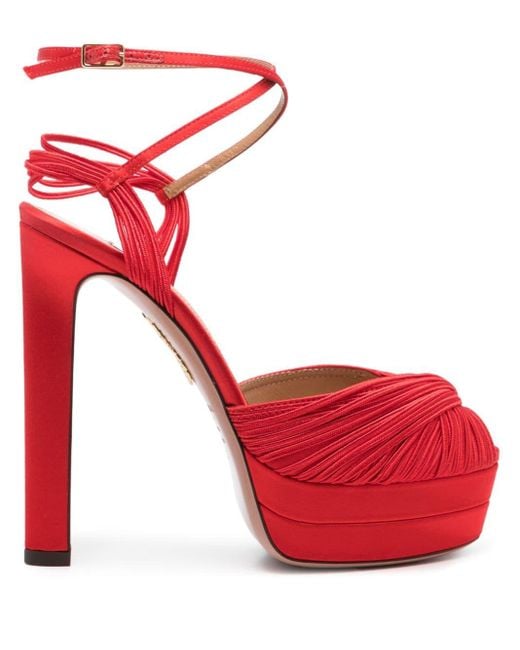 Aquazzura Red 135mm Twist Detail Sandals