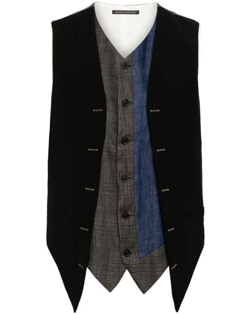 Yohji Yamamoto Black Layered-effect Waistcoat for men